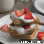 Berry Shortcake Waffle Delight 2 Delicious Strawberry Shortcake Waffles topped with fresh fruit and whipped cream