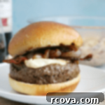 Bacon Brie Burger with Merlot-Caramelized Onions 7 Bacon Brie Burger with Merlot Onions - A delicious gourmet burger recipe.