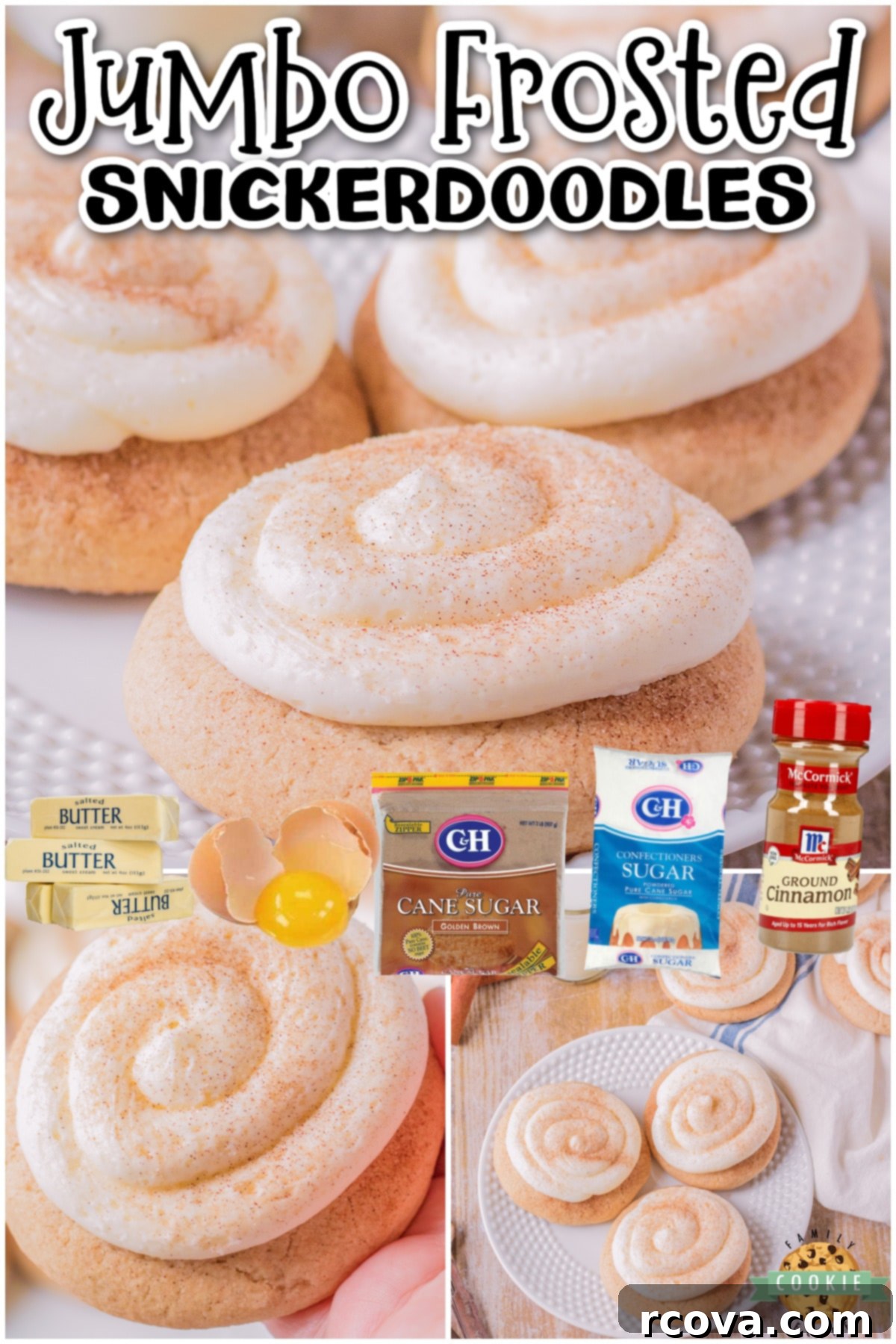 Sweetly Spiced Frosted Snickerdoodle Bliss 7 Frosted Snickerdoodles are a soft, chewy cookie rolled in cinnamon and sugar topped with homemade Buttercream Frosting. This snickerdoodle cookie with frosting is the perfect homemade cookie that tastes gourmet!