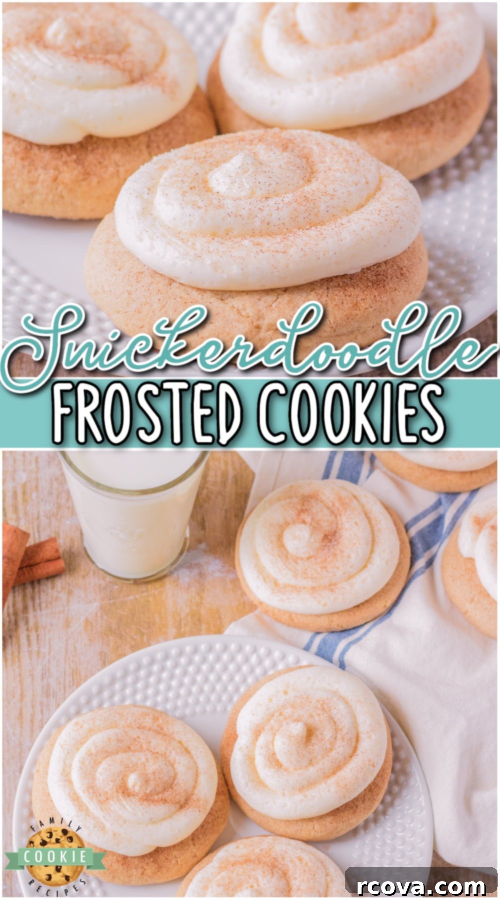 Sweetly Spiced Frosted Snickerdoodle Bliss 9 Frosted Snickerdoodles are a soft, chewy cookie rolled in cinnamon and sugar topped with homemade Buttercream Frosting. This snickerdoodle cookie with frosting is the perfect homemade cookie that tastes gourmet!