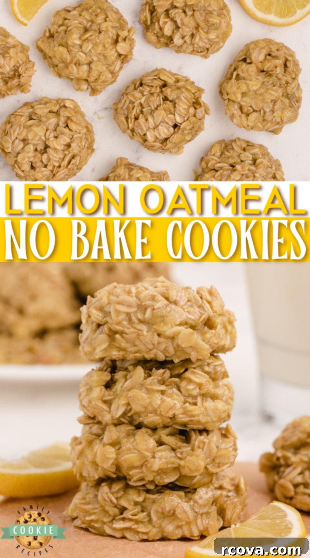 Zesty Lemon No-Bake Oatmeal Cookies 11 A final close-up shot of Lemon Oatmeal No Bake Cookies, beautifully presented, highlighting their simple yet satisfying appeal.