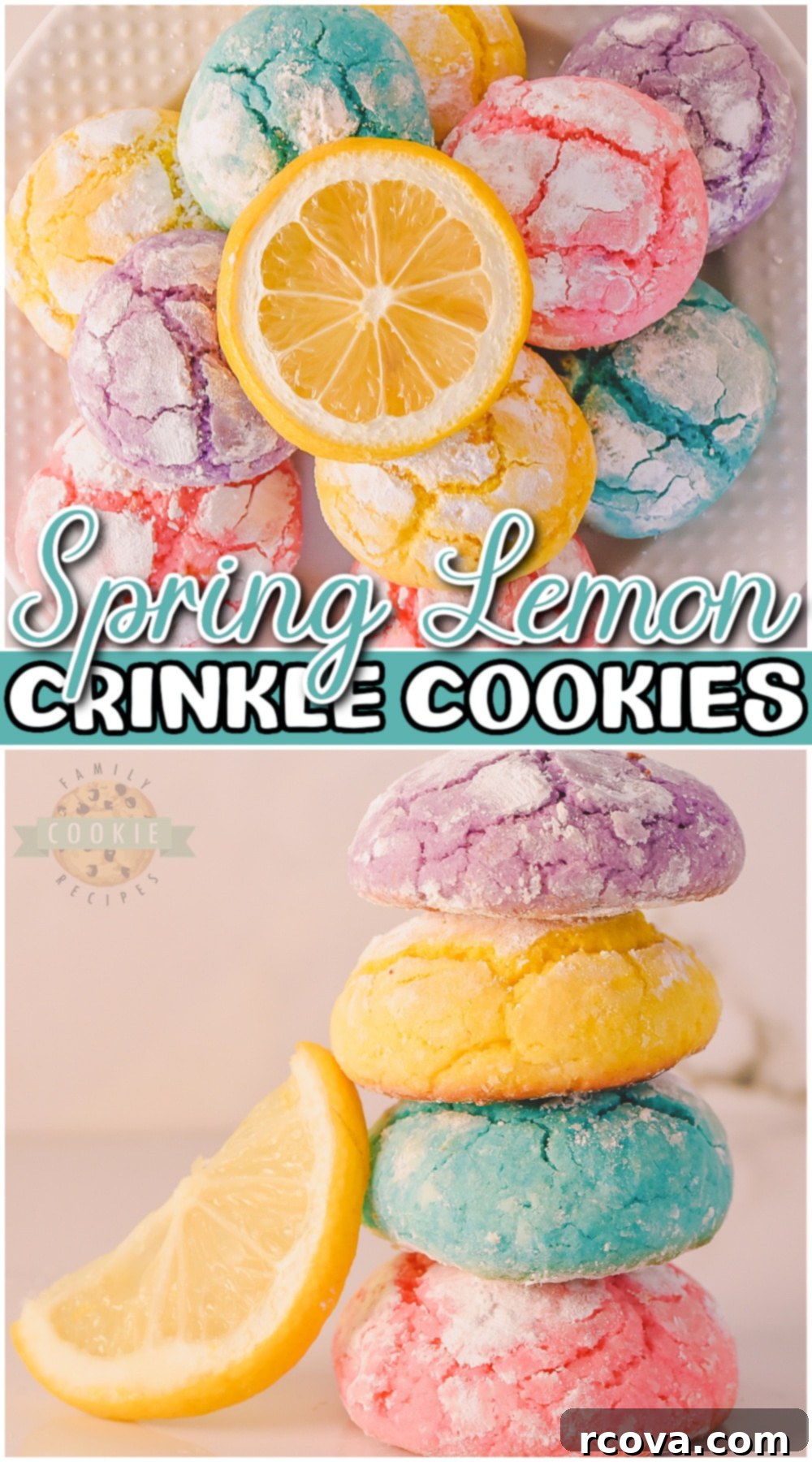 Lemon Sunshine Crinkle Cookies 14 Spring Lemon Crinkle Cookies with amazing lemon flavor & vibrant, festive colors! Homemade Lemon crinkle cookies are perfect for Easter!