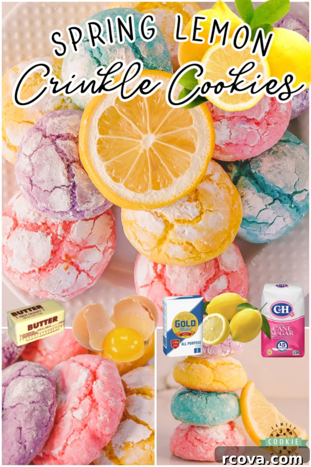 Lemon Sunshine Crinkle Cookies 7 Spring Lemon Crinkle Cookies with amazing lemon flavor & vibrant, festive colors! Homemade Lemon crinkle cookies are perfect for Easter!