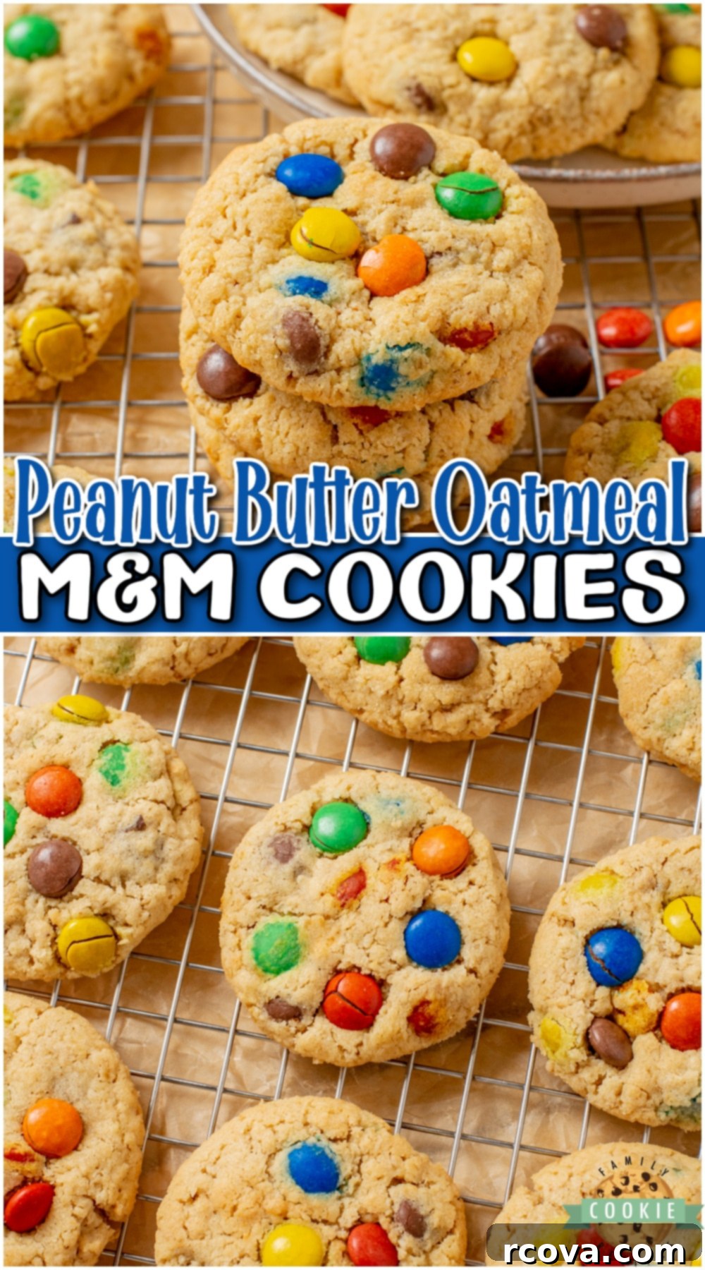 Chewy Peanut Butter Oatmeal M&M Bliss 13 Peanut Butter Oatmeal M&M Cookies are soft & chewy cookies loaded with oats & M&M candies! Homemade oatmeal peanut butter cookies made with classic ingredients that everyone loves!