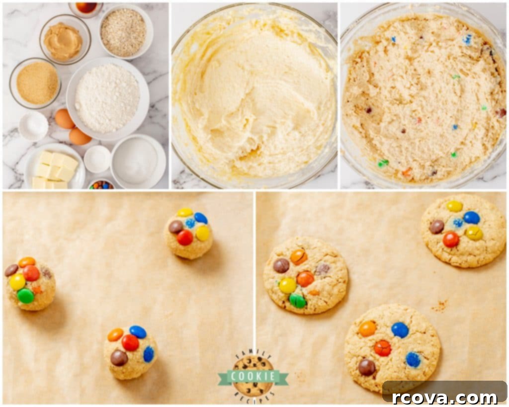 Chewy Peanut Butter Oatmeal M&M Bliss 6 how to make peanut butter oatmeal M&M cookies