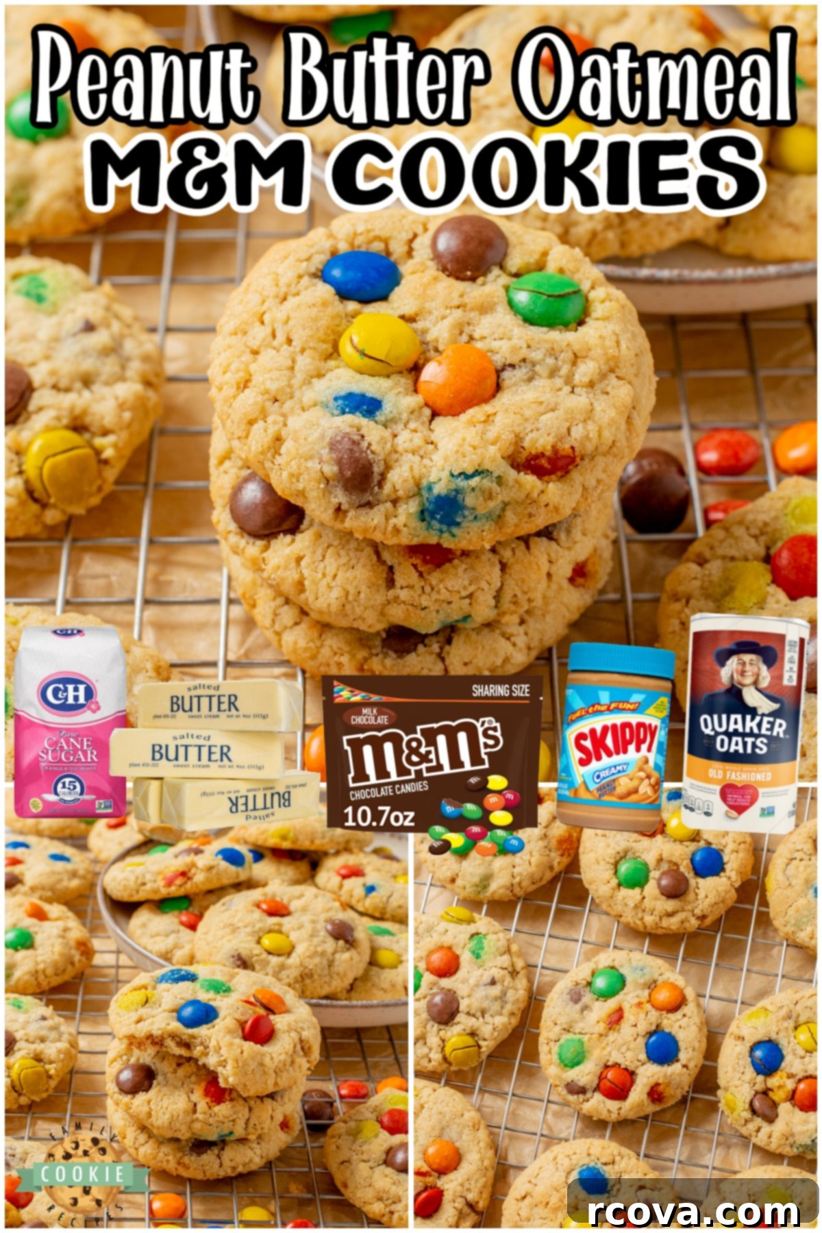 Chewy Peanut Butter Oatmeal M&M Bliss 8 Peanut Butter Oatmeal M&M Cookies are soft & chewy cookies loaded with oats & M&M candies! Homemade oatmeal peanut butter cookies made with classic ingredients that everyone loves!