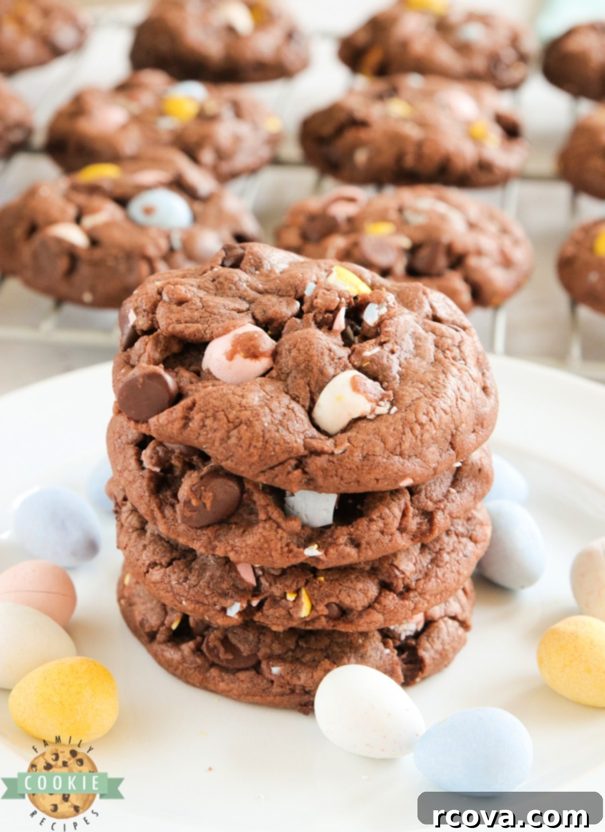 Decadent Cadbury Mini Egg Chocolate Cookies 2 Cadbury Mini Egg Chocolate Cookies are soft, chewy and full of your favorite Easter candy! Delicious chocolate cookie recipe made with chocolate pudding mix, chocolate chips and crushed Cadbury Mini Eggs.