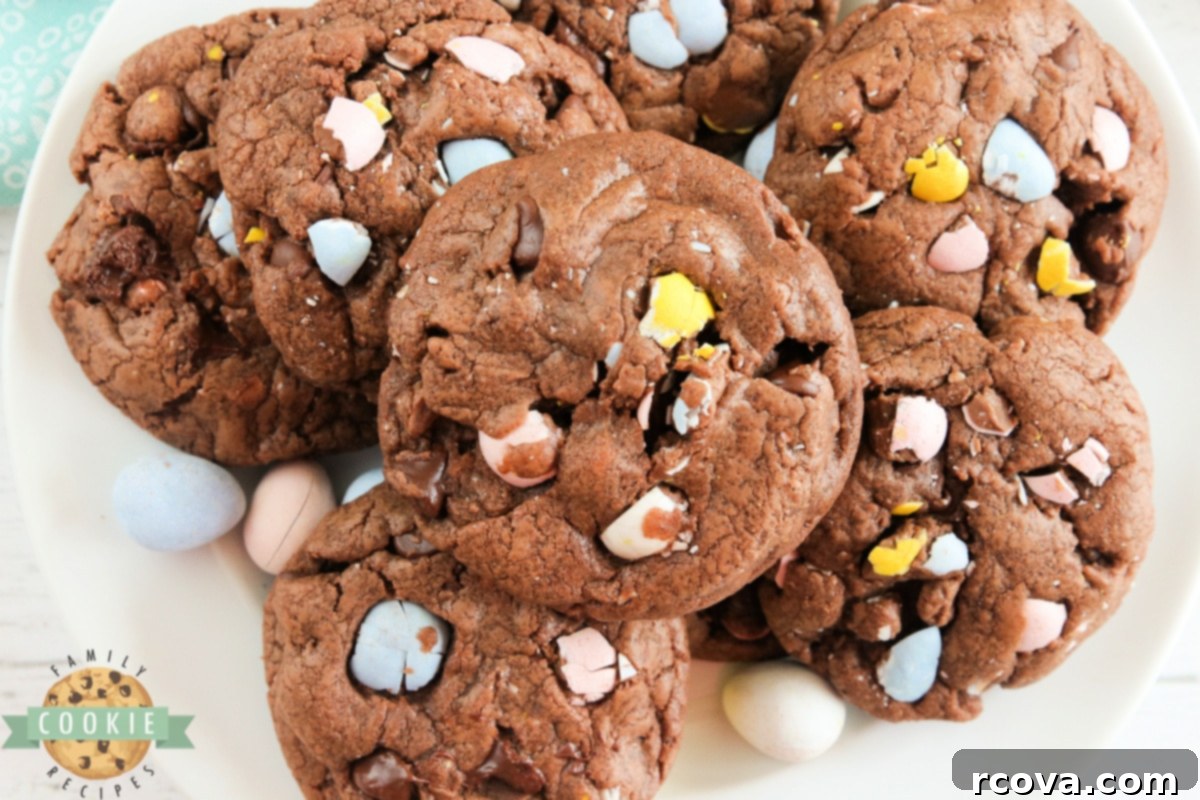 Decadent Cadbury Mini Egg Chocolate Cookies 11 Thick, soft and chewy chocolate cookie recipe