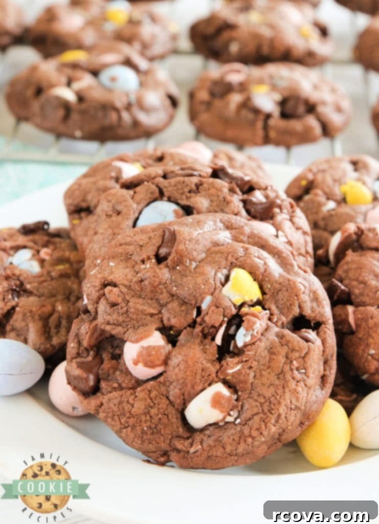 Decadent Cadbury Mini Egg Chocolate Cookies 3 Chocolate cookie recipe with Cadbury Mini Eggs