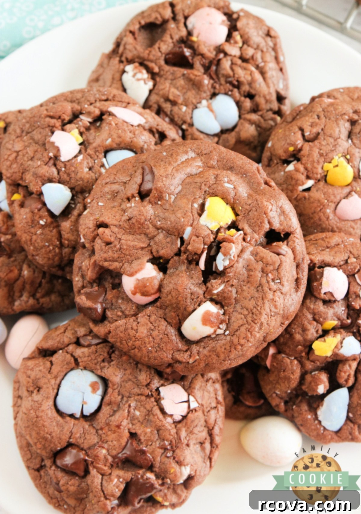 Decadent Cadbury Mini Egg Chocolate Cookies 9 Cadbury Mini Egg Chocolate Cookies are soft, chewy and full of your favorite Easter candy! Delicious chocolate cookie recipe made with chocolate pudding mix, chocolate chips and crushed Cadbury Mini Eggs.