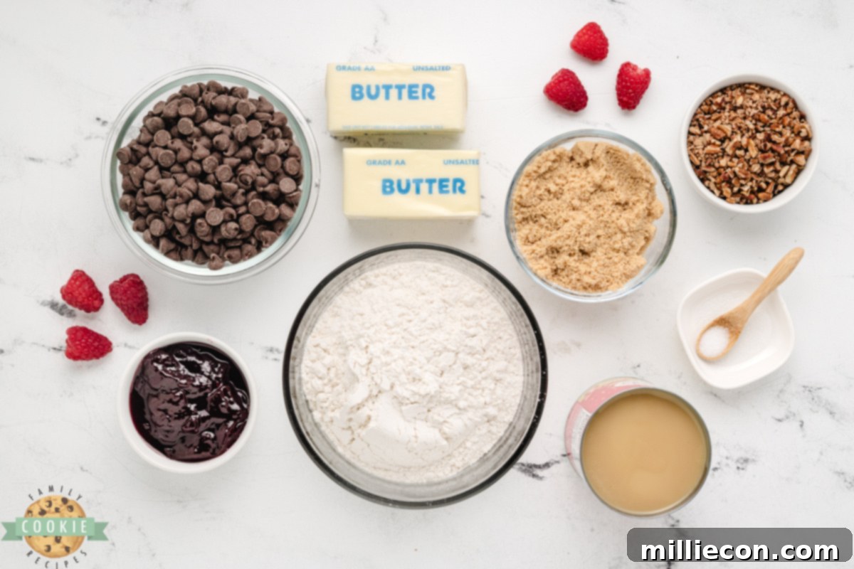 Chocolate Raspberry Crumble Bars 3 Ingredients in Chocolate Raspberry Shortbread Cookie Bars recipe.