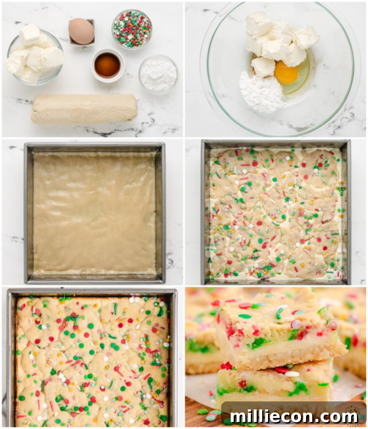 How to make sugar cookie bars with cheesecake filling for Christmas