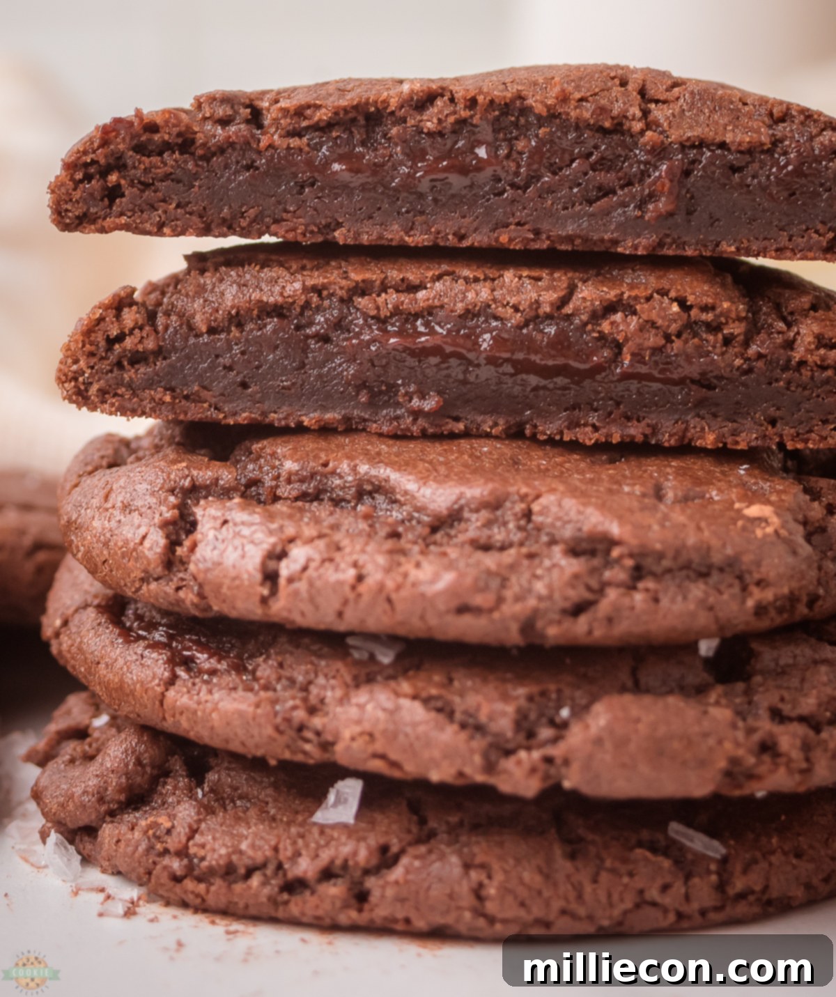 Molten Chocolate Lava Cookies 5 Stack of delicious chocolate lava cookies