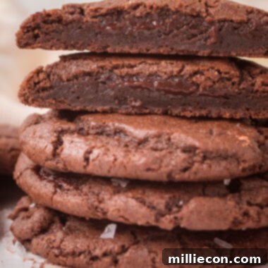 Molten Chocolate Lava Cookies 6 stack of chocolate lava cookies