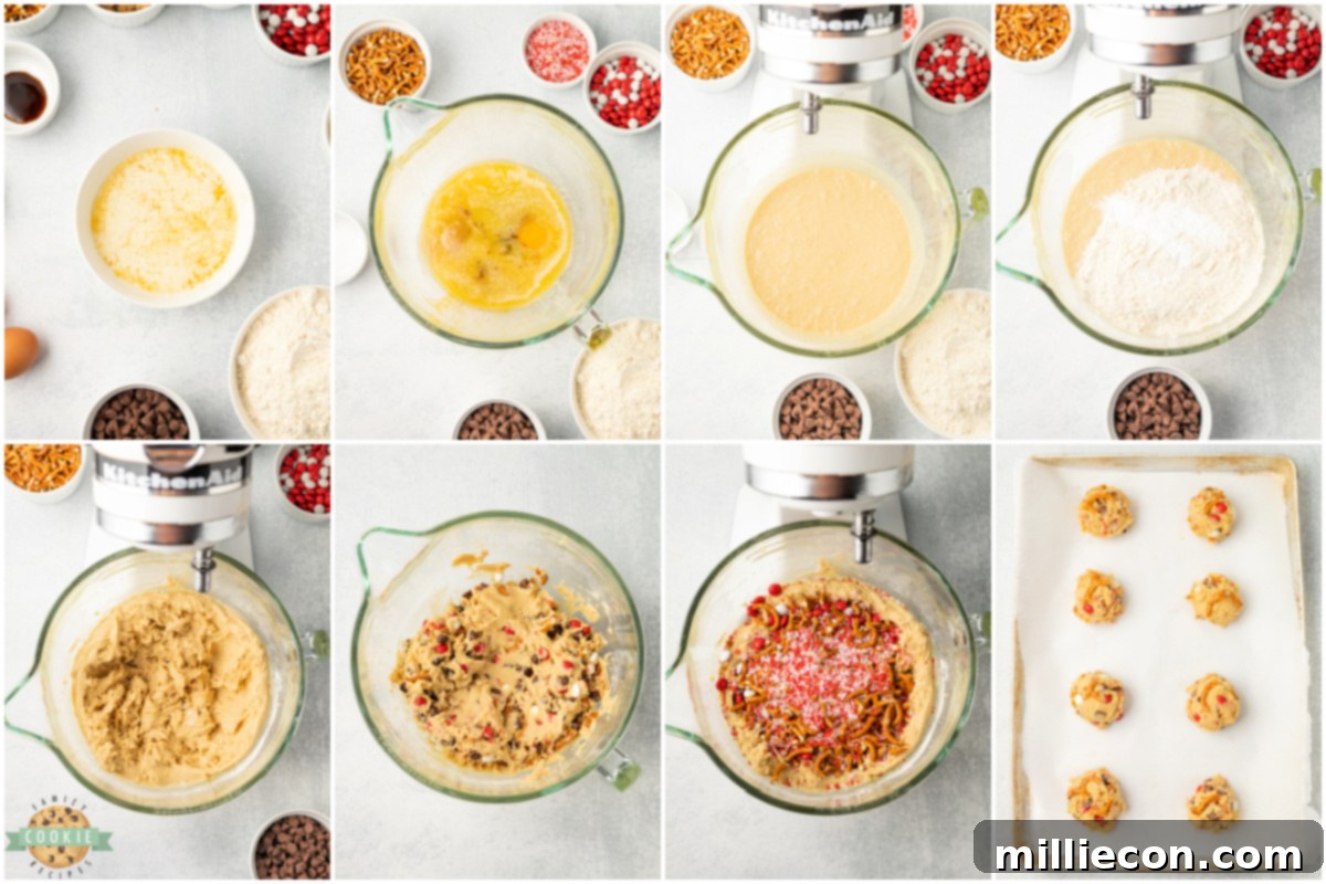 Valentine's Day Confetti Cookies 4 Step by step instructions on how to make Valentine's Kitchen Sink Cookies recipe.